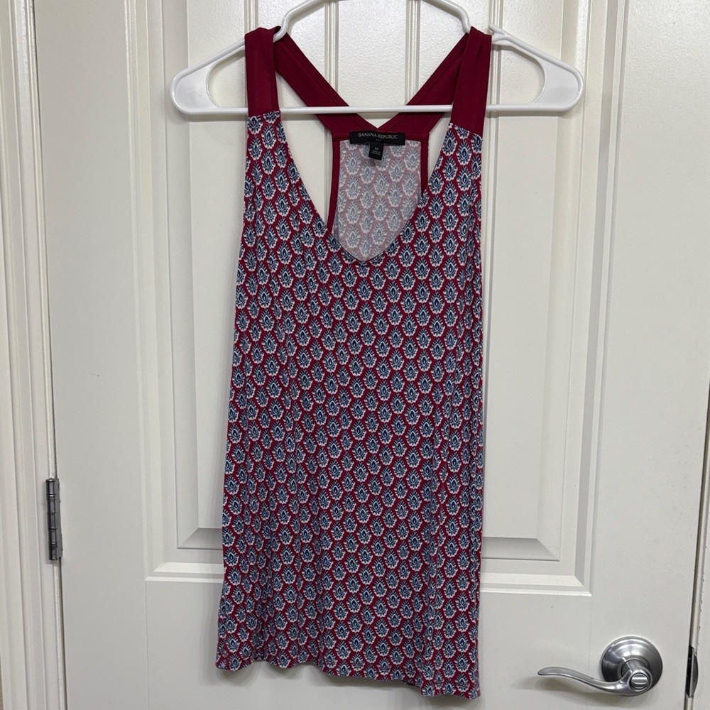 Banana Republic Pink and Blue Patterned Tank Top